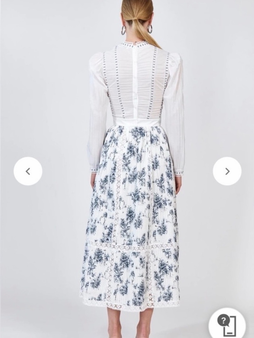 HUNTER BELL White Midi Skirt with Navy Floral Print - Picture 2 of 3